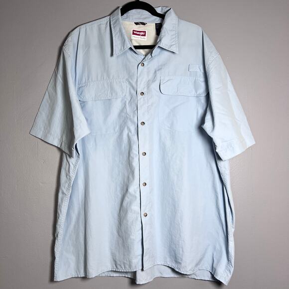 Wrangler Other - Wrangler Premium Quality Fishing Shirt100%Nylon Blue short Sleeve Outdoor Vented